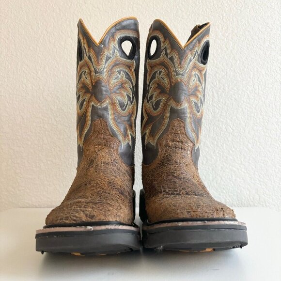 NEW Capitan Mens Cowboy Workboots Size 9D Western Brown Leather Square Toe Boots - Picture 5 of 10